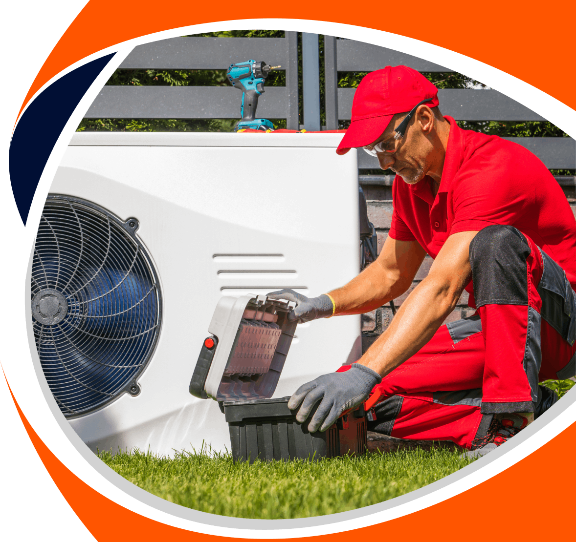 Profesional preparado para trabajos de aire acondicionado
